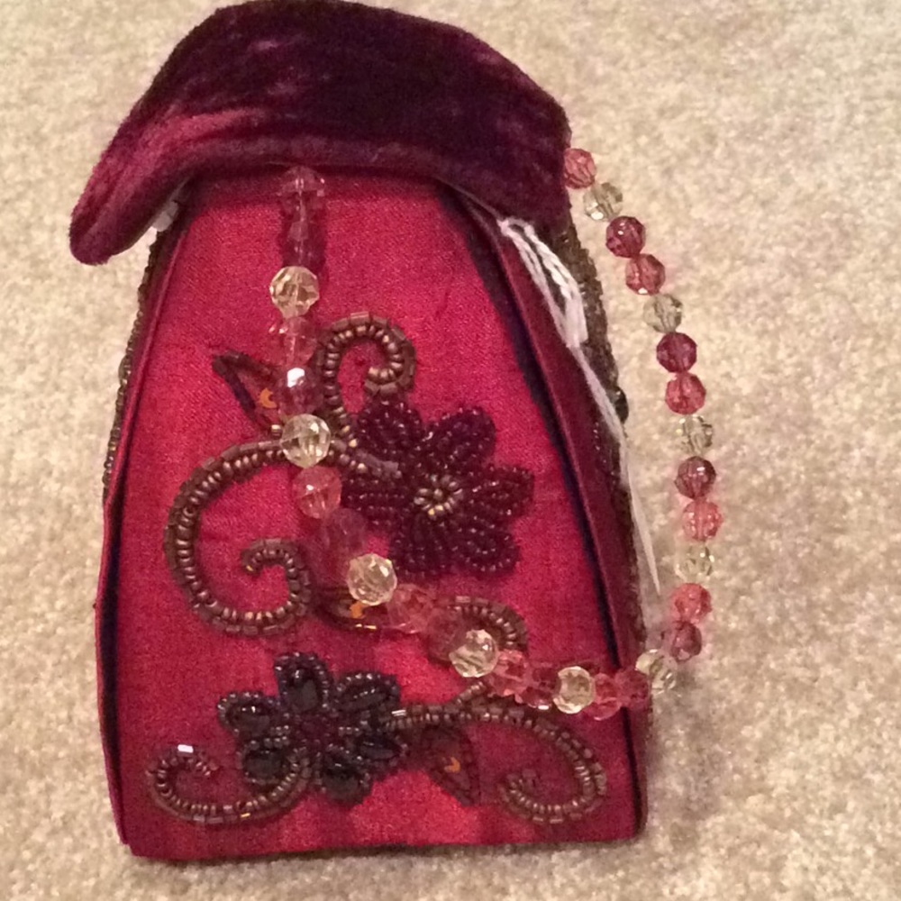 Red wine sequin And Velvet bag, Purse, small, Mini, Nwt - Picture 2 of 5